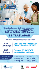 Novedades en la ubicación de dos puntos de dispensación de medicamentos de Audifarma