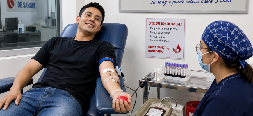 foto del procedimiento del banco de sangre