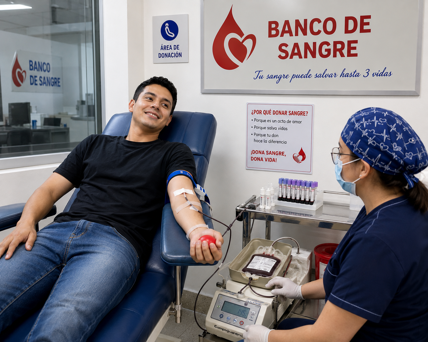 foto del procedimiento del banco de sangre